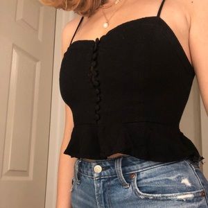 Button Front Peplum Tank